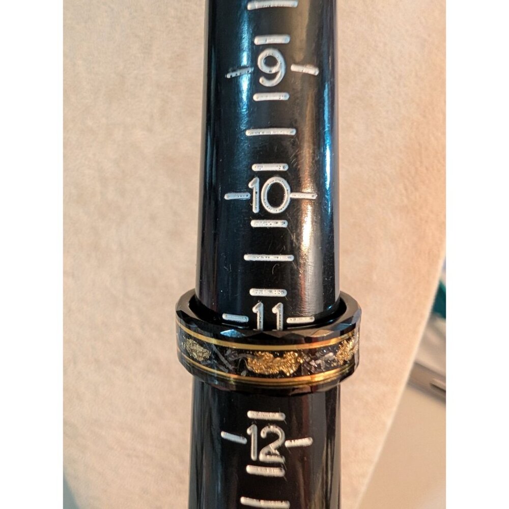 Mens Tungsten Carbide Ring Crushed Gold Leaf Meteorite Inlay Sz 11.25 Unique Cos